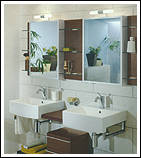 Badmöbel, Badeinrichtungen, Badezimmereinrichtungen, Fliesen