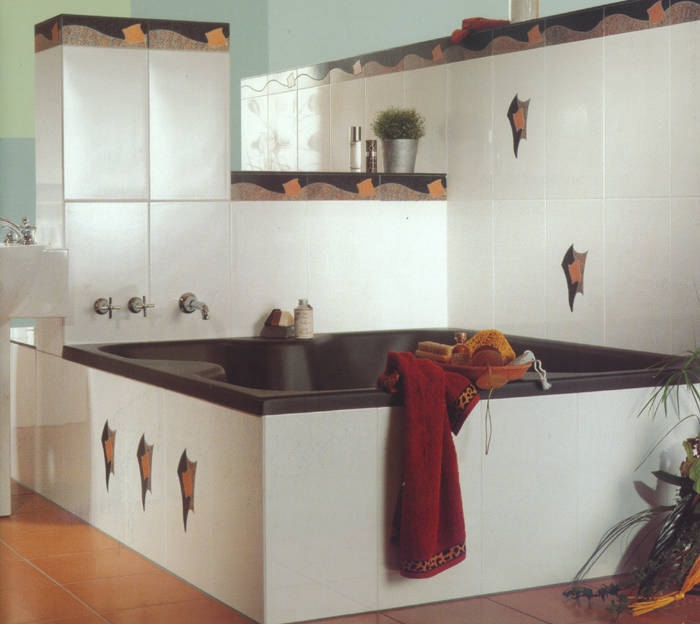 Badmöbel, Badeinrichtungen, Badezimmereinrichtungen, Fliesen