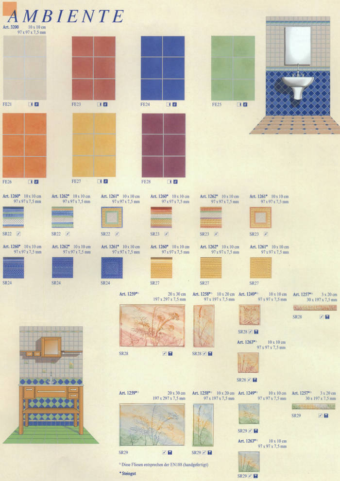 Badmöbel, Badeinrichtungen, Badezimmereinrichtungen, Fliesen