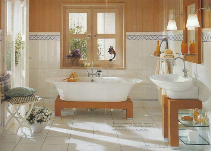 Badmöbel, Badeinrichtungen, Badezimmereinrichtungen, Fliesen